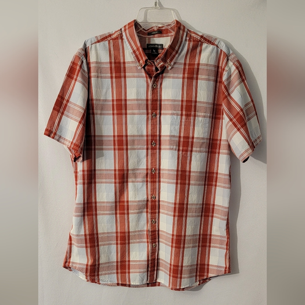 Eddie Bauer 100% Cotton Button Down Short Sleeve Shirt Size TXL